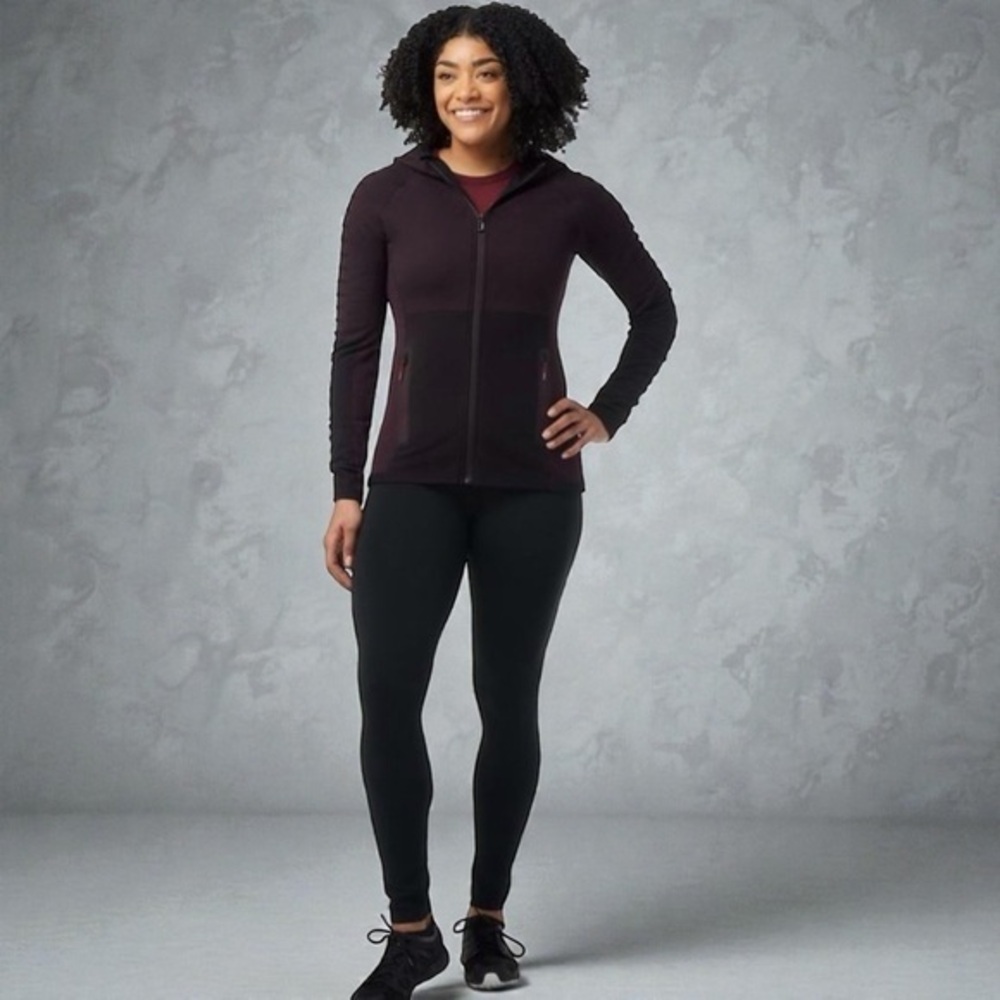 NWT SmartWool Womens Intraknit Merino Fleece Full Zip Hoody XS Black Cherry